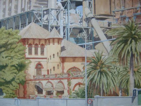 Fabrica de Cemento Acuarela 44,5x60