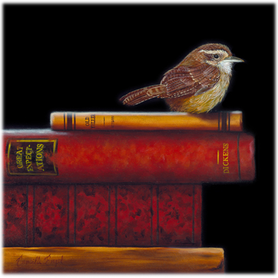 179-Carolina-Wren-Bird-books-Oil-Painting