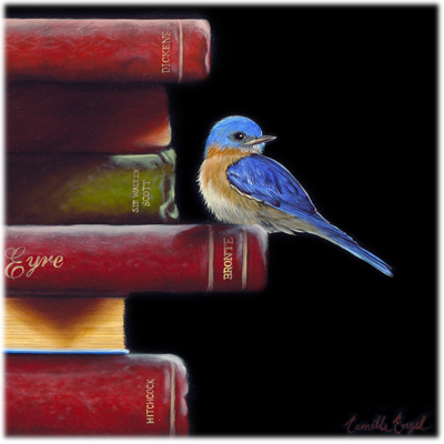 180-Bluebird-Bird-books-Oil-Painting