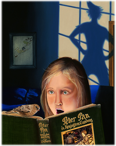 215-Sparrow-Peter-Pan-Shadow-Realism-Oil-Painting