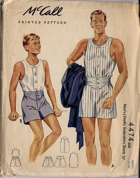 vintage mens underwear pattern 40s