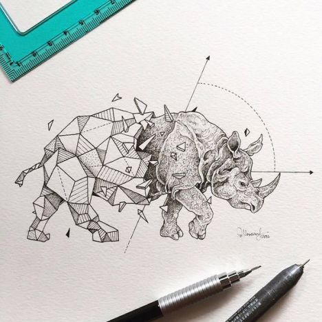 Beauty-Wild-Animals-Intricate-Drawings-Fused-With-Geometric-Shapes-01