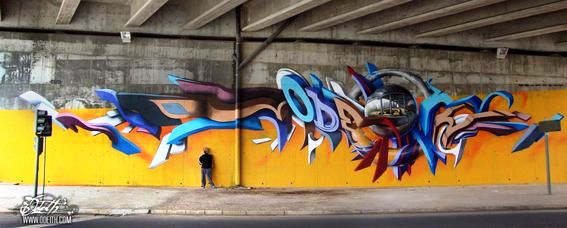 Giant-3D-Graffiti-Letters-The-bridge-reflected-on-Odeith-sphere-Pontinha-Portugal_