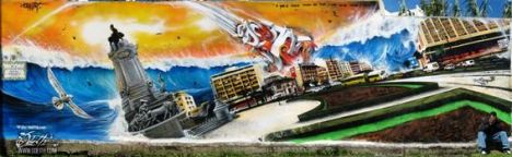 Graffiti-tribute-Mural-to-the-Great-Lisbon-1755-earthquake-Odeith-Damaia-Portugal